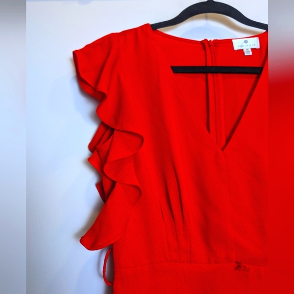 Red Ruffle Sleeve Flouncy Dress Size XS - Picture 3 of 8
